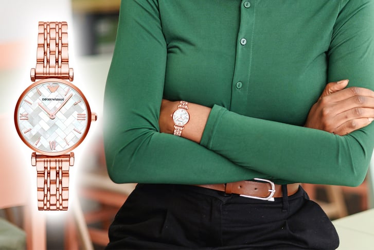 Women’s Emporio Armani Analog Dial Bracelet Watch Deal - Rose Gold ...