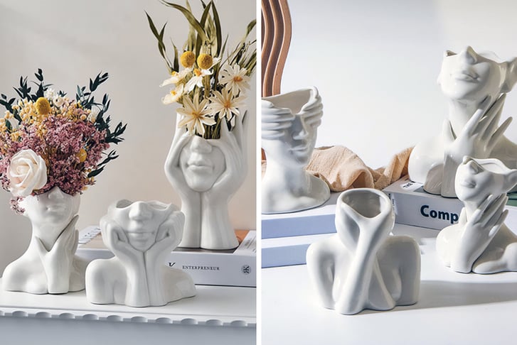 QUIRKY-Ceramic-White-Female-Head-Vases-1