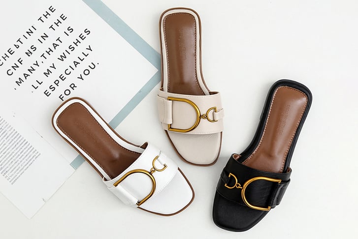 Women’s Leather Flat Sandals Deal - Wowcher