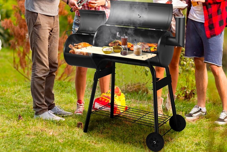 Charcoal-BBQ-Grill-with-Wheels-and-Shelves-for-Camping-Picnic-Party-1