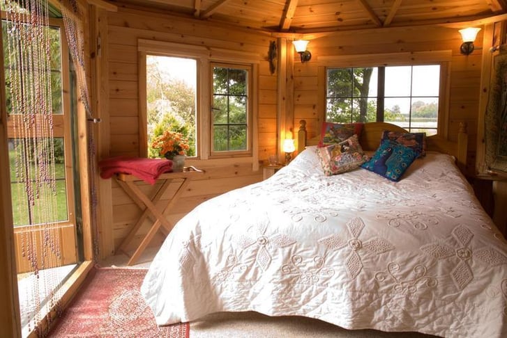 A Somerset Cottage Interior with a double bed