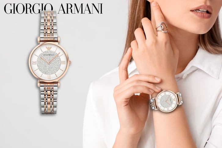 Armani two tone women's watch best sale