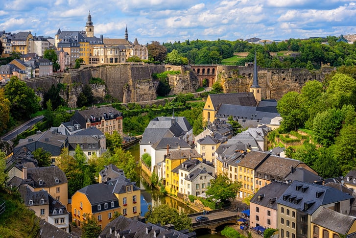 Luxembourg city, view of the Old Town and Grund