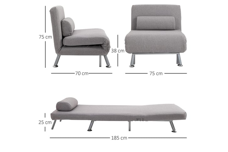 HOMCOM-Linen-Upholstered-Elevated-Single-Sofa-Bed-Grey-7