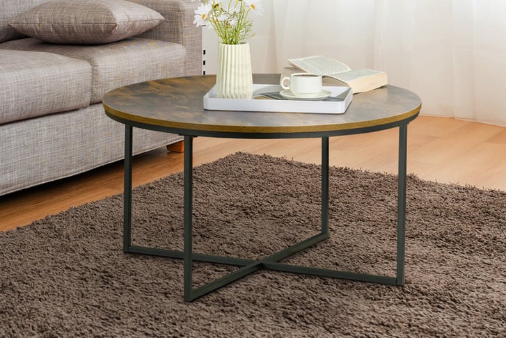 HOMCOM-Coffee-Table-Industrial-Round-Side-Table-1