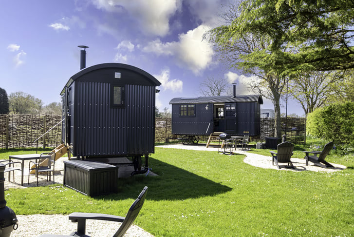 shepherds hut outside 2