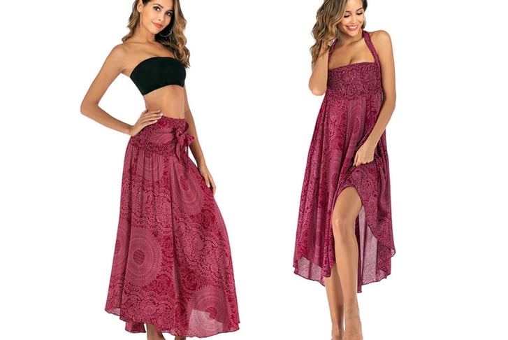 2-Wearing-Methods-Print-Bohemia-Skirt-Beach-Dress-6