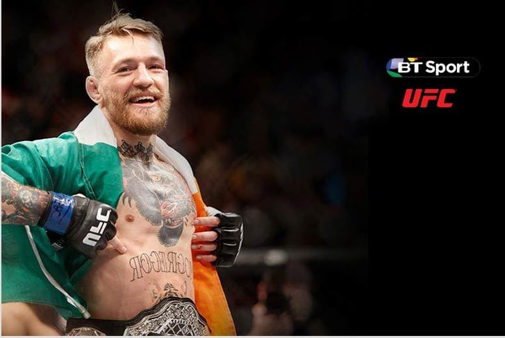 Conor McGregor next to a UFC logo