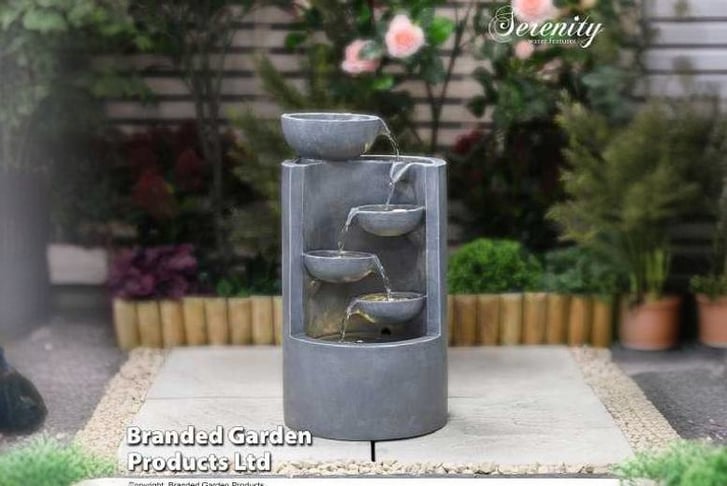 Serenity 4 Bowl Cascading Water Feature with LED Light - Wowcher