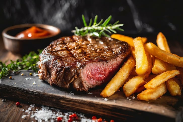 Steak Dinner with Fries, Dessert and a Beer for 2 