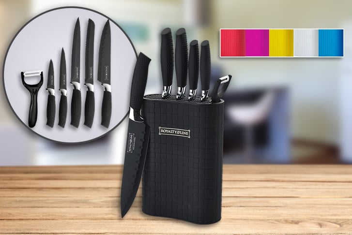 ROYALTY LINE 6 pc Non-Stick Coating Knife Block