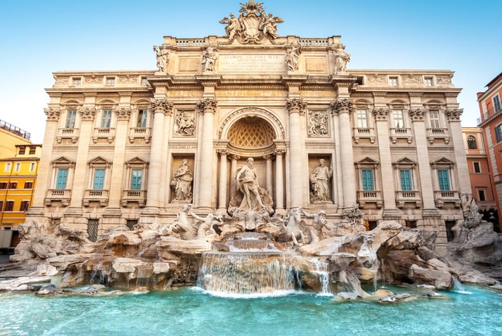 Trevi fountain at sunrise, Rome