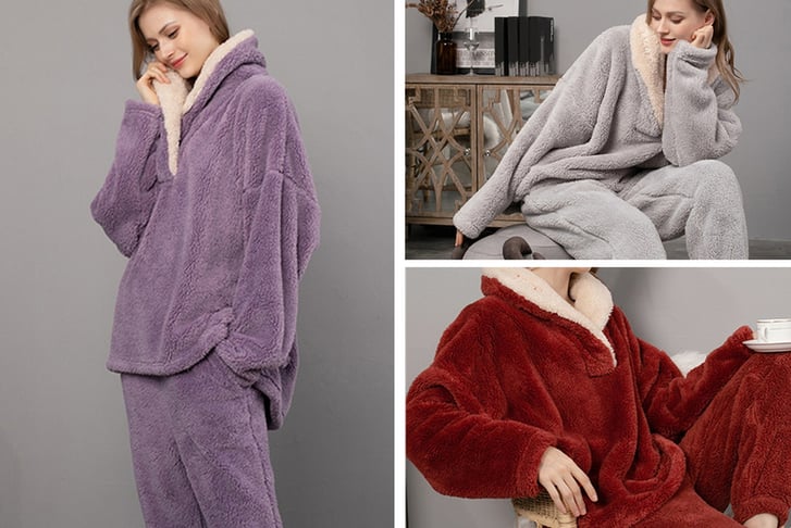 Teddy-Fleece-Two-Piece-Winter-Warm-Pajamas-1