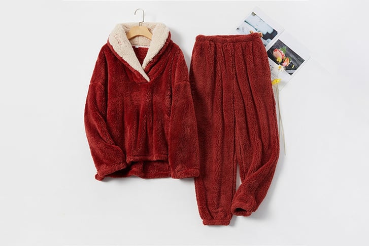 Teddy-Fleece-Two-Piece-Winter-Warm-Pajamas-4