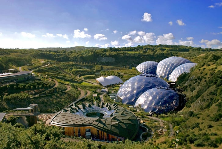 A high angle view of The Eden Project 