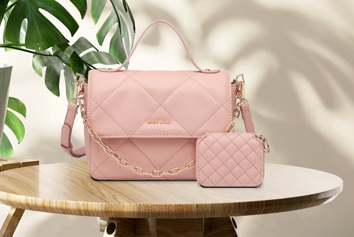 Pink quilted shoulder bag hotsell