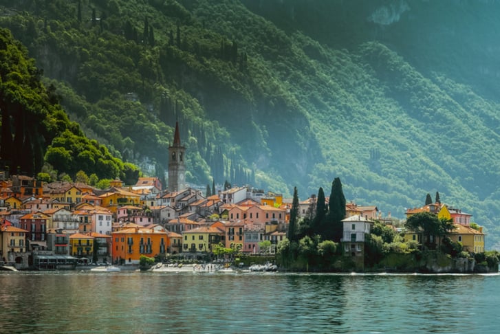 Town of Varenna town at Lake como,Italy. scenic landscapes of Lago di Como - Cadenabbia, Italy