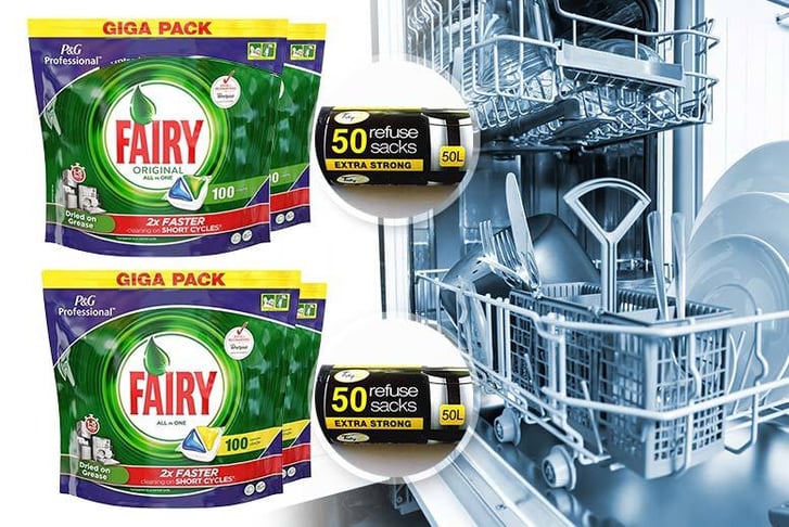 global-merchant-support---100-or-200-Fairy-Dishwasher-tablets-with-50-blackbags