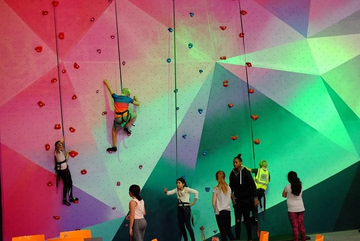 A climbing wall at Kick Air