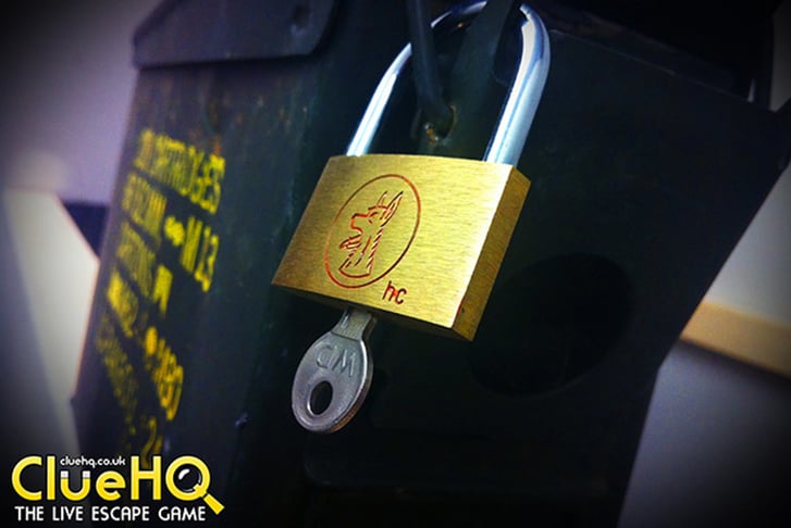 A Padlock on a metal ammo container