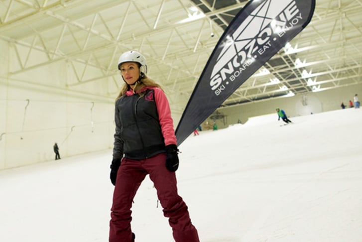 A woman at a Snozone indoor skiing centre