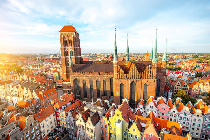 Gdansk, Poland, Stock Image - Saint Mary's Church Skyline