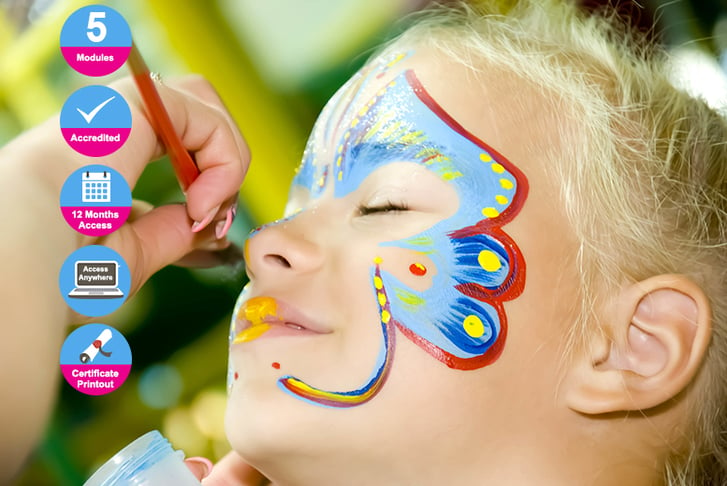 A child getting a butterfly painted on their face