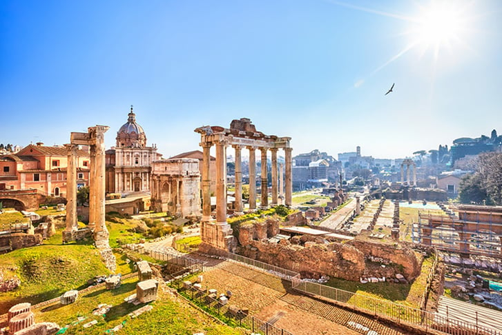 Rome, Italy, Stock Image - Forum Romanum and Colosseum