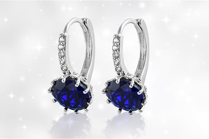 GameChanger-Associates-LTD-Huggies-Earrings-with-Royal-Blue-Cubic-Zirconia-1