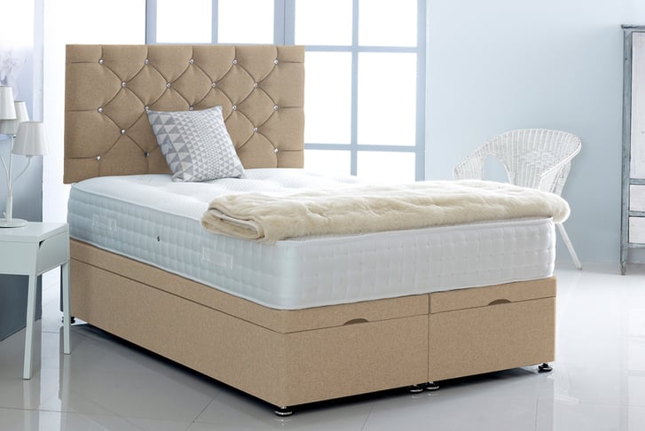 LINEN FABRIC OTTOMAN BEDS - side or end lift 7