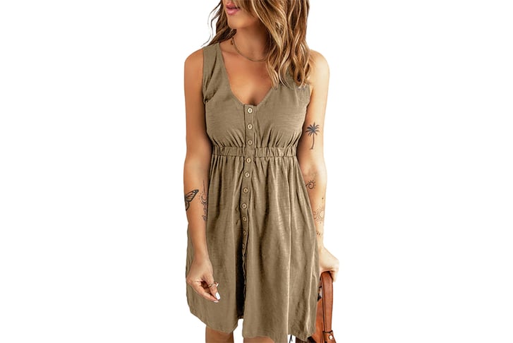 Women-Sleeveless-Button-Dress-2