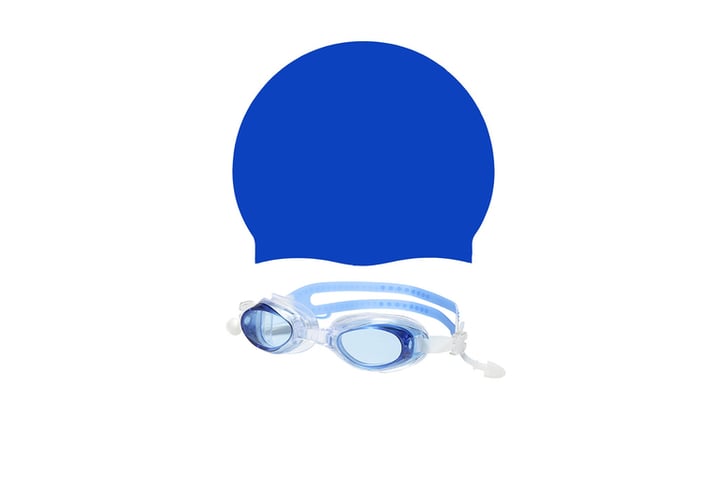 Unisex-Adjustable-Silicone-Swim-Sports-Goggles-&-Swimming-Cap-BLUE-2