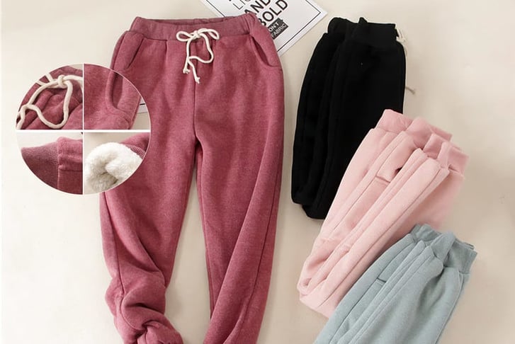 Women-Elastic-Waist-Thick-Fleece-Warm-Pants-Sweatpants-With-Pockets-1