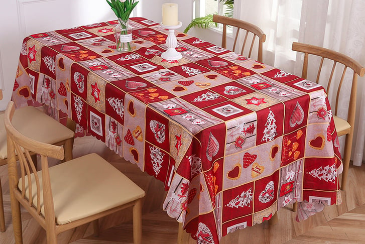 Christmas-Printed-Tablecloth-Decoration-wine-red