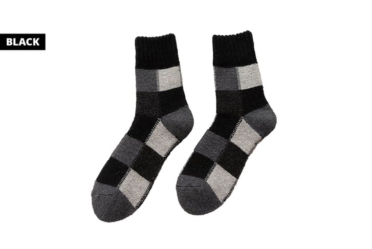 2-BLACK-Winter-Warm-Male-Men-Thick-Wool-Socks