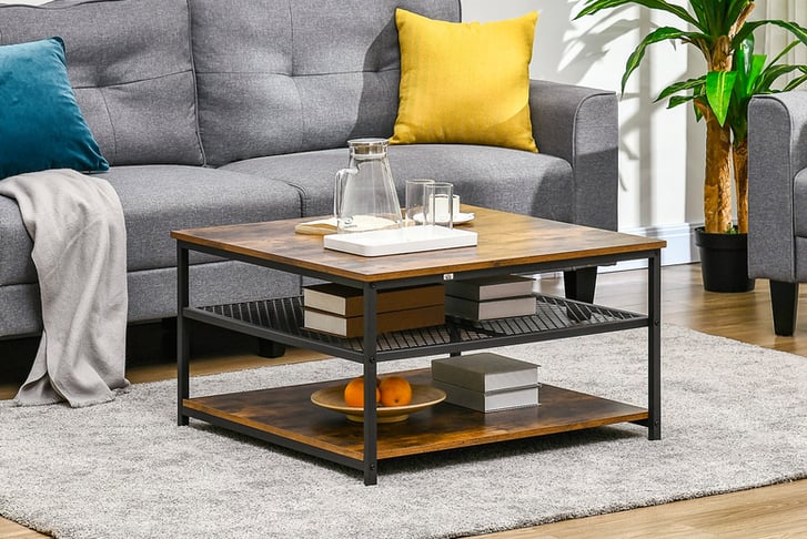 HOMCOM-Rustic-Industrial-Style-3-Tier-Coffee-Table-5