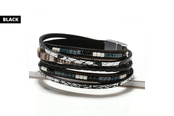 2-BLACK-Boho-Hand-Woven-Bracelet