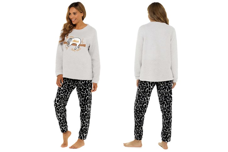 Ladies-Sloth-Applique-Fleece-Twosie-PJ-Set-3