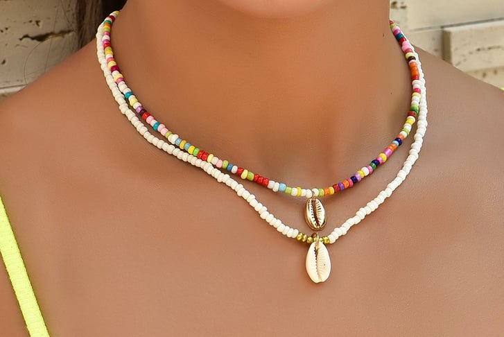 Boho-Layered-Bohemian-Shell-Necklace-with-colourful-beads-1