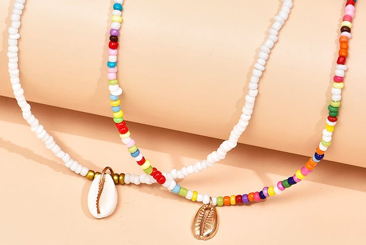 Boho-Layered-Bohemian-Shell-Necklace-with-colourful-beads-3