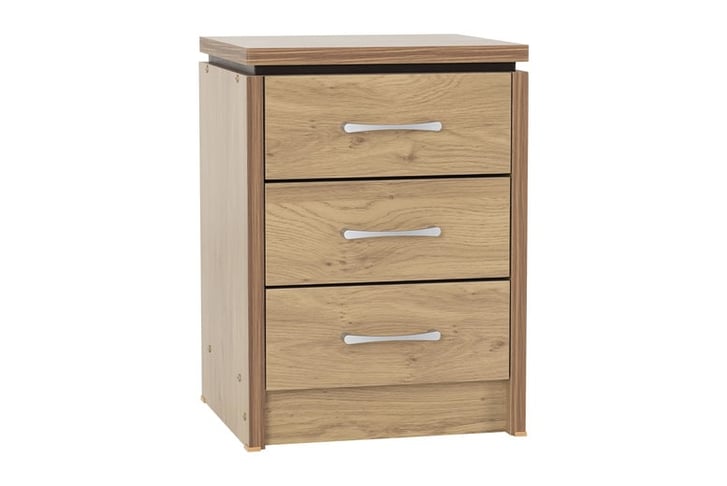 Drawer-Bedside-Chest-Oak-Effect-Veneer-with-Walnut-Trim-2