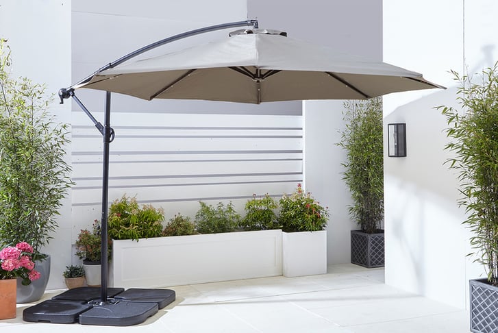 Neo 3M LED Solar Outdoor Waterproof Freestanding Parasol & Cover & Optional Base-8