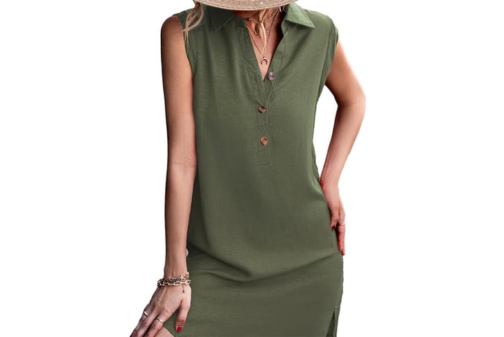 Women-Sleeveless-Shirt-Dress-2