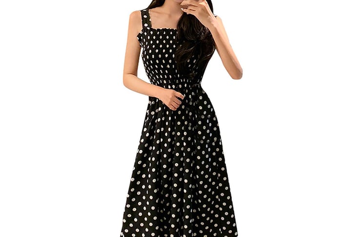 Women's-Strap-Dress-With-Polka-Dots-2