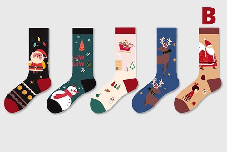 _Pairs-Christmas-Holiday-Socks-Funny-Cotton-Knit-Socks-B