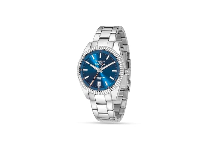 Sector-Men's-Watch-Time-Date-240-Steel-41-MM-Ferrule-Knurled-Dial-Blue-2