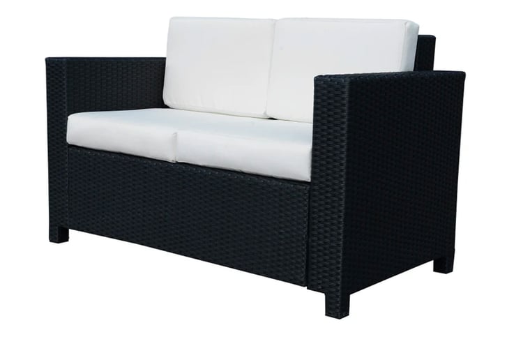 32275445-2-Seater-Double-Couch-Loveseat-Wicker-Black-Garden-2