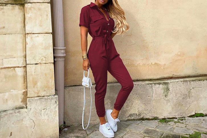 32676590-Womens-Short-Sleeves-Stripes-Cargo-Jumpsuit-Casual-Print-Pocket-Playsuit-Rompers-4