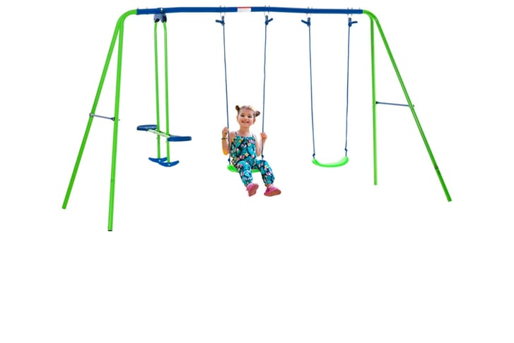 32911352-Metal-2-Swings-&-Seesaw-Set-2