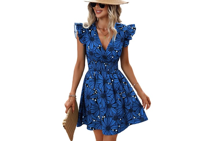 Women-Allover-Floral-Print-Sleeve-Dress-2